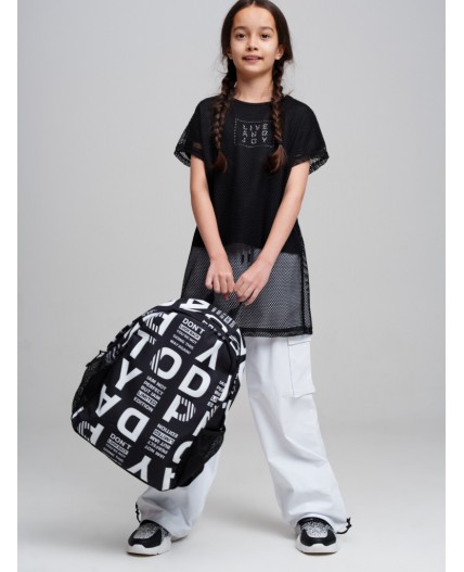 Рюкзак текстильный для девочек черный,белый