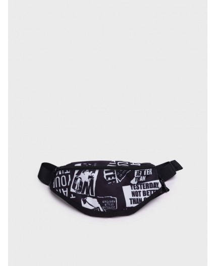 Сумка поясная для мальчиков черный,белый