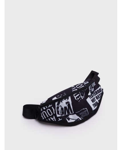 Сумка поясная для мальчиков черный,белый