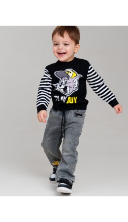 Джемпер детский трикотажный для мальчиков черный,белый,жёлтый