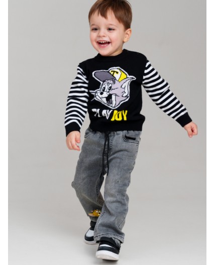 Джемпер детский трикотажный для мальчиков черный,белый,жёлтый
