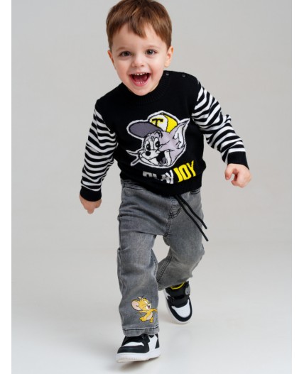 Джемпер детский трикотажный для мальчиков черный,белый,жёлтый