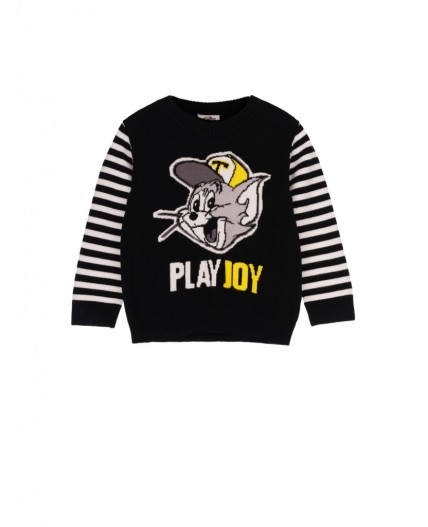 Джемпер детский трикотажный для мальчиков черный,белый,жёлтый