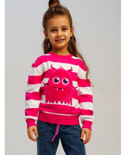 Джемпер трикотажный для девочек белый,фуксия