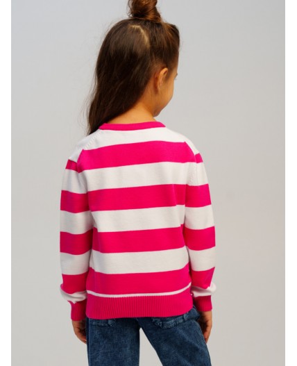 Джемпер трикотажный для девочек белый,фуксия
