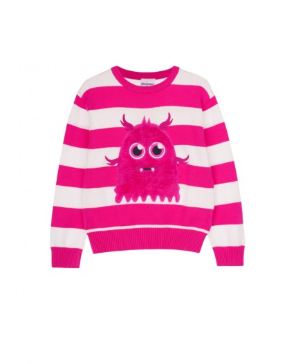 Джемпер трикотажный для девочек белый,фуксия