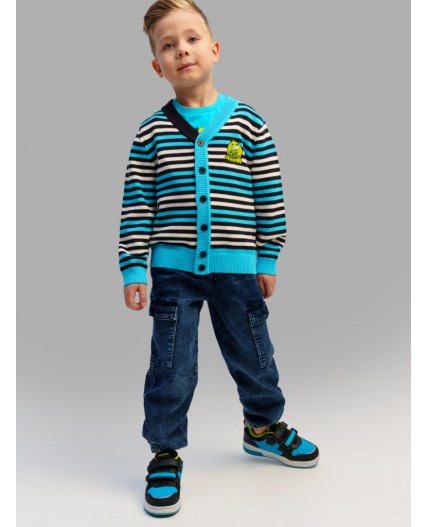 Кардиган трикотажный для мальчиков белый,тёмно-синий,голубой