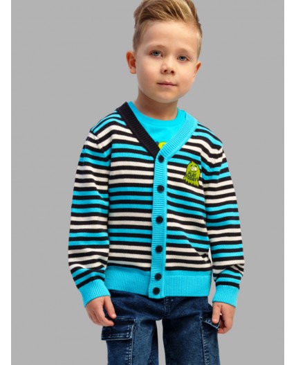 Кардиган трикотажный для мальчиков белый,тёмно-синий,голубой