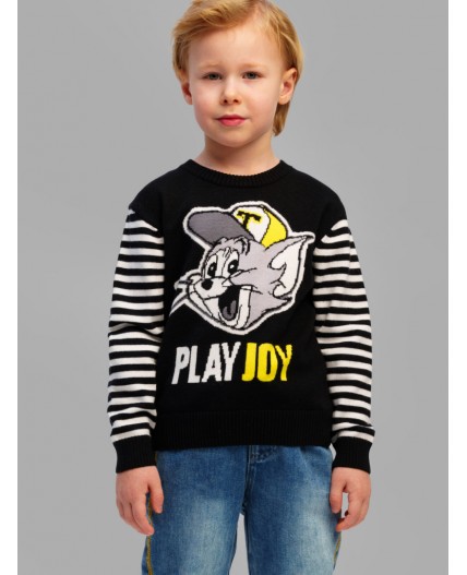 Джемпер трикотажный для мальчиков черный,белый,жёлтый