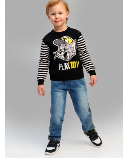 Джемпер трикотажный для мальчиков черный,белый,жёлтый