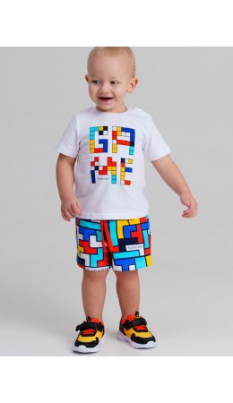 Комплект детский трикотажный для мальчиков: фуфайка (футболка), шорты разноцветный