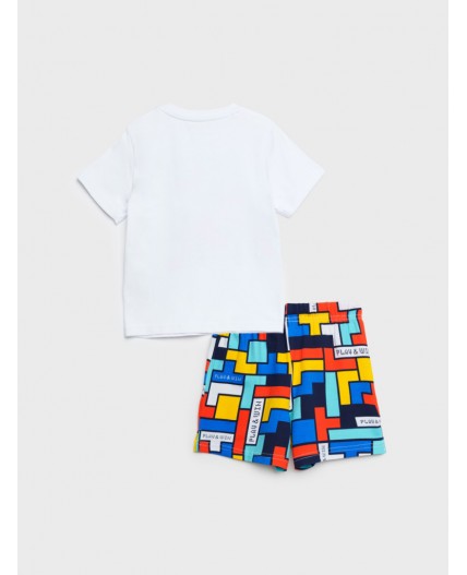 Комплект детский трикотажный для мальчиков: фуфайка (футболка), шорты разноцветный