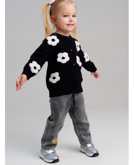 Кардиган детский трикотажный для девочек черный,белый