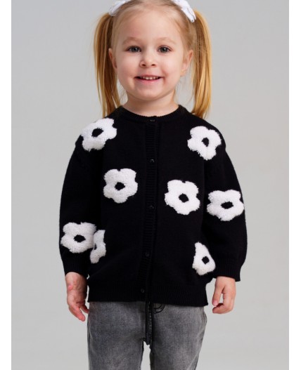 Кардиган детский трикотажный для девочек черный,белый
