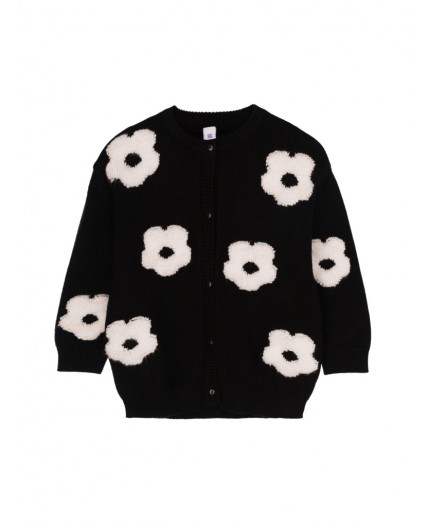 Кардиган детский трикотажный для девочек черный,белый