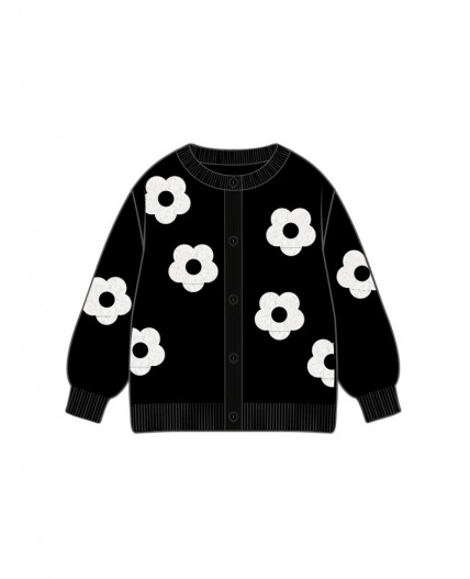 Кардиган детский трикотажный для девочек черный,белый