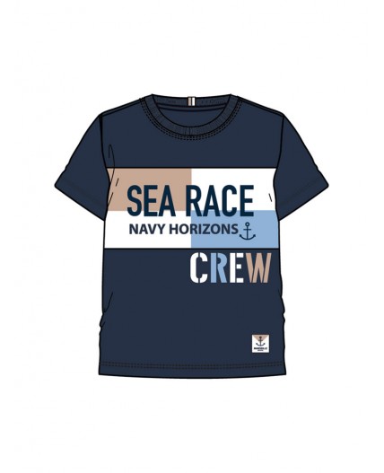 Фуфайка трикотажная для мальчиков (футболка) тёмно-синий,белый