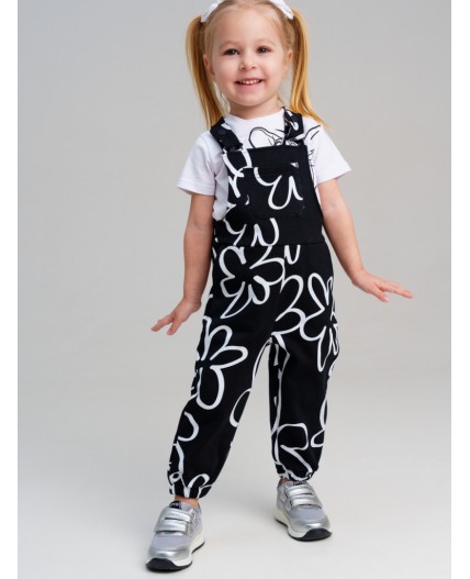 Полукомбинезон детский трикотажный для девочек черный,белый