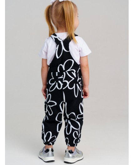 Полукомбинезон детский трикотажный для девочек черный,белый