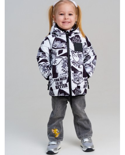 Куртка детская текстильная с полиуретановым покрытием для девочек белый,черный