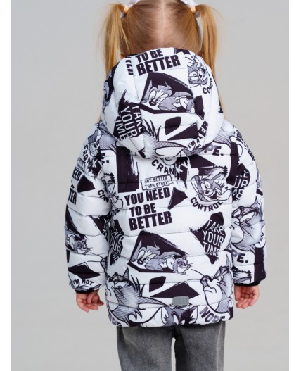 Куртка детская текстильная с полиуретановым покрытием для девочек белый,черный