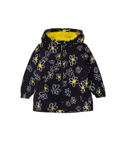 Куртка детская текстильная с полиуретановым покрытием для девочек (ветровка) черный,белый,жёлтый