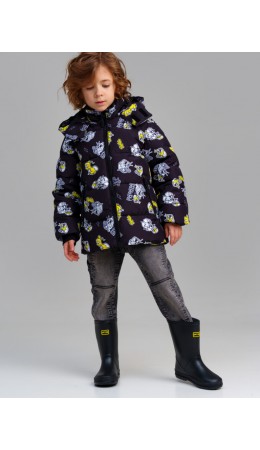 Куртка текстильная с полиуретановым покрытием для мальчиков черный,жёлтый,белый