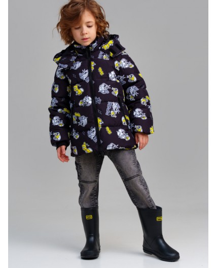 Куртка текстильная с полиуретановым покрытием для мальчиков черный,жёлтый,белый