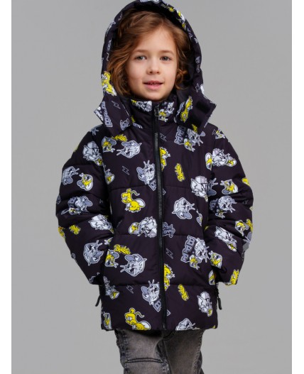 Куртка текстильная с полиуретановым покрытием для мальчиков черный,жёлтый,белый