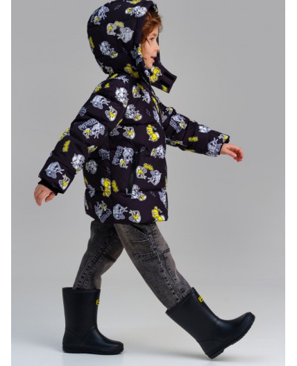 Куртка текстильная с полиуретановым покрытием для мальчиков черный,жёлтый,белый