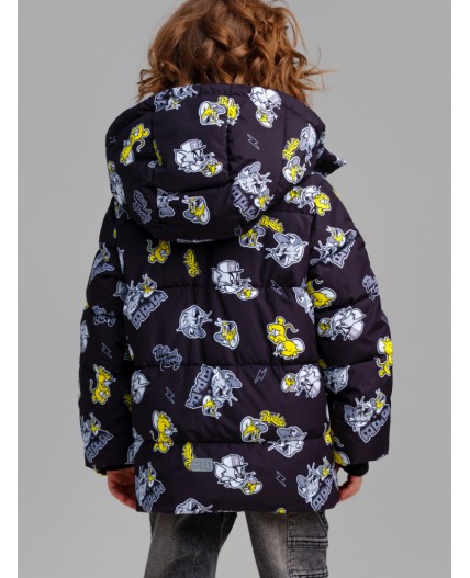 Куртка текстильная с полиуретановым покрытием для мальчиков черный,жёлтый,белый