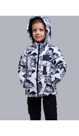 Куртка текстильная с полиуретановым покрытием для мальчиков черный,белый