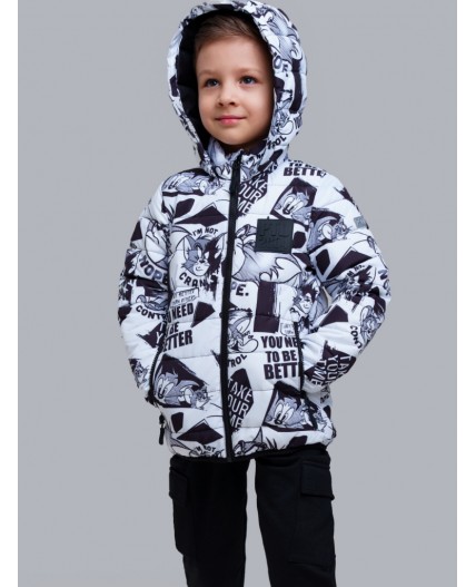 Куртка текстильная с полиуретановым покрытием для мальчиков черный,белый