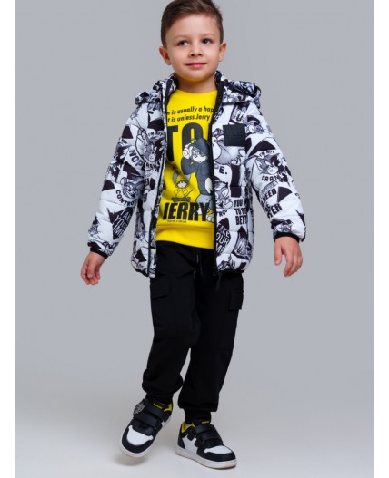 Куртка текстильная с полиуретановым покрытием для мальчиков черный,белый