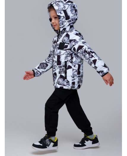 Куртка текстильная с полиуретановым покрытием для мальчиков черный,белый