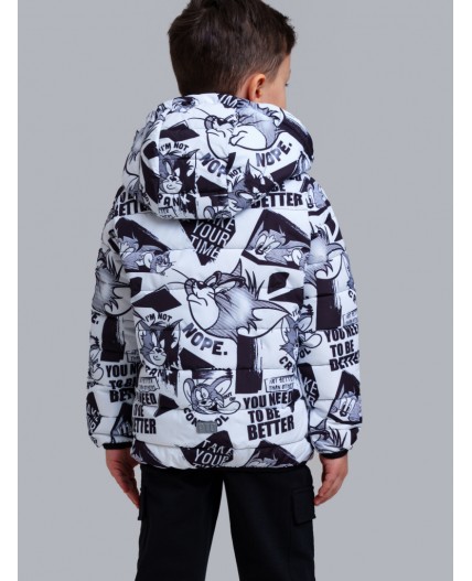 Куртка текстильная с полиуретановым покрытием для мальчиков черный,белый