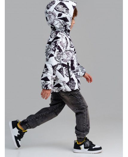 Куртка текстильная с полиуретановым покрытием для мальчиков черный,белый