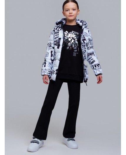 Куртка текстильная с полиуретановым покрытием для девочек белый,черный