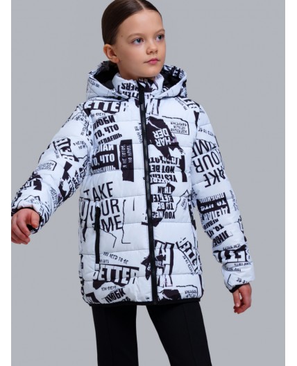 Куртка текстильная с полиуретановым покрытием для девочек белый,черный