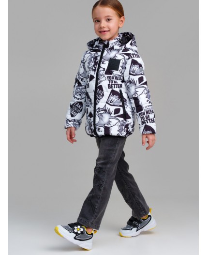 Куртка текстильная с полиуретановым покрытием для девочек черный,белый