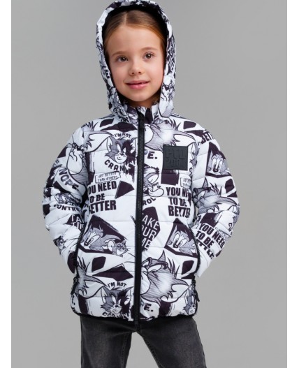 Куртка текстильная с полиуретановым покрытием для девочек черный,белый