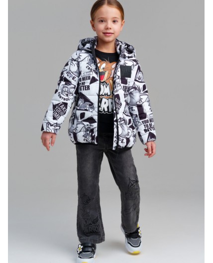 Куртка текстильная с полиуретановым покрытием для девочек черный,белый