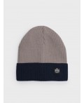 Шапка трикотажная для мальчиков бежевый,тёмно-синий