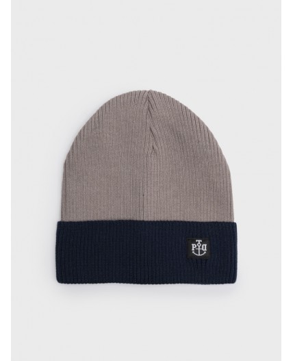 Шапка трикотажная для мальчиков бежевый,тёмно-синий