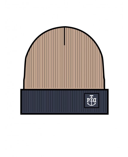 Шапка трикотажная для мальчиков бежевый,тёмно-синий