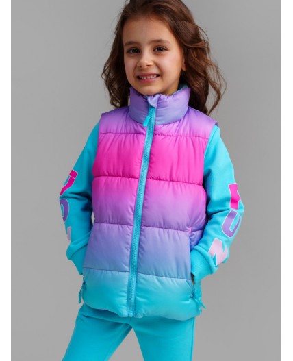 Жилет текстильный с полиуретановым покрытием для девочек разноцветный