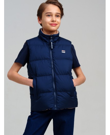 Жилет текстильный с полиуретановым покрытием для мальчиков светло-бежевый,тёмно-синий