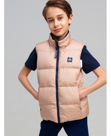 Жилет текстильный с полиуретановым покрытием для мальчиков светло-бежевый,тёмно-синий