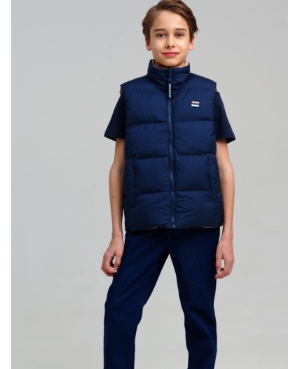 Жилет текстильный с полиуретановым покрытием для мальчиков светло-бежевый,тёмно-синий