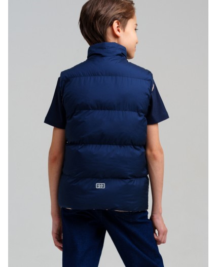 Жилет текстильный с полиуретановым покрытием для мальчиков светло-бежевый,тёмно-синий